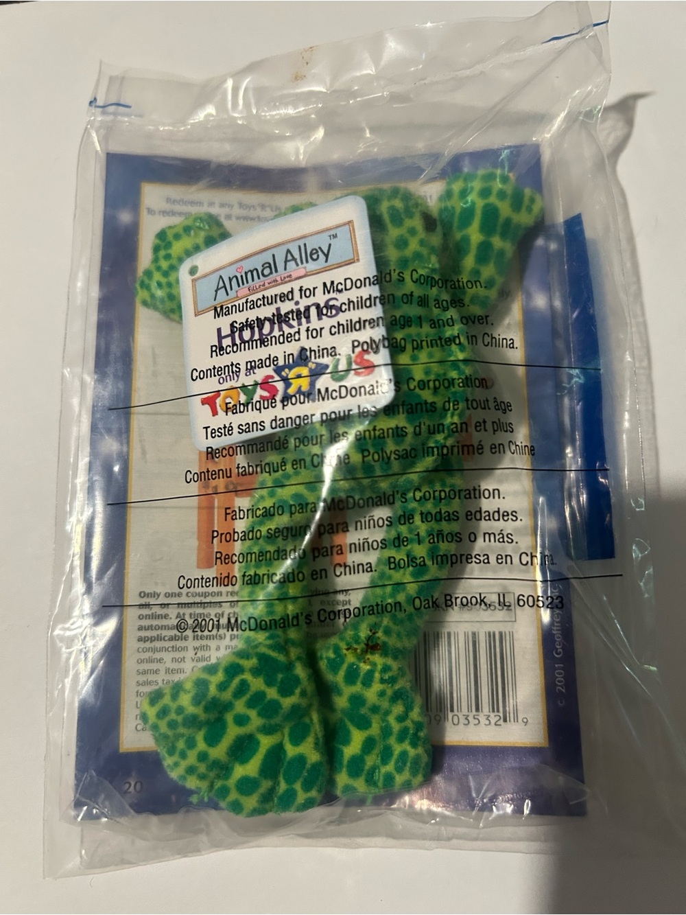 2001 McDonald's Animal Alley Happy Meal Toy #6 Hopkins Frog Toys R Us